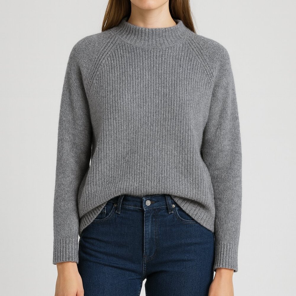 Able Mock Neck‎ Knit Sweater Grey Size XS